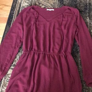 Maroon V neck dress
